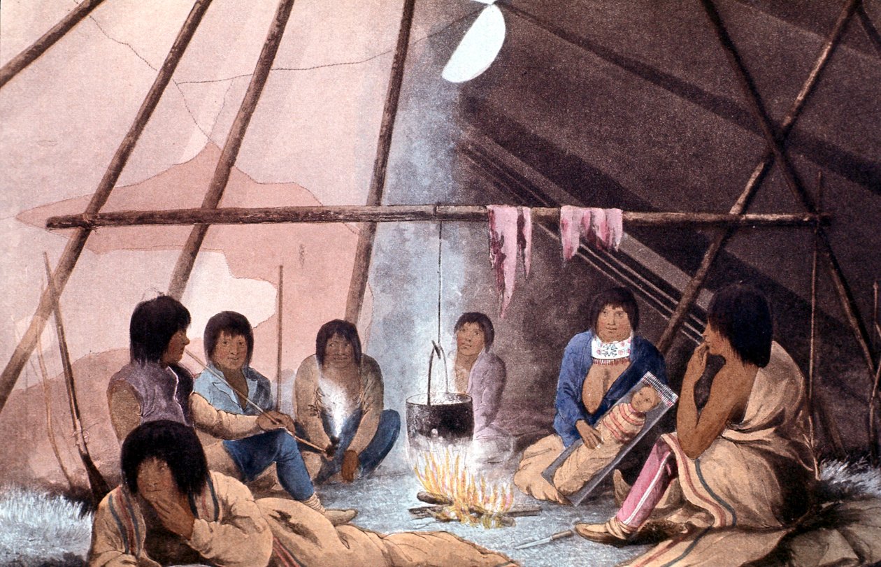 Creen intiaaniteltan sisustus, 1823 tekijältä John Franklin