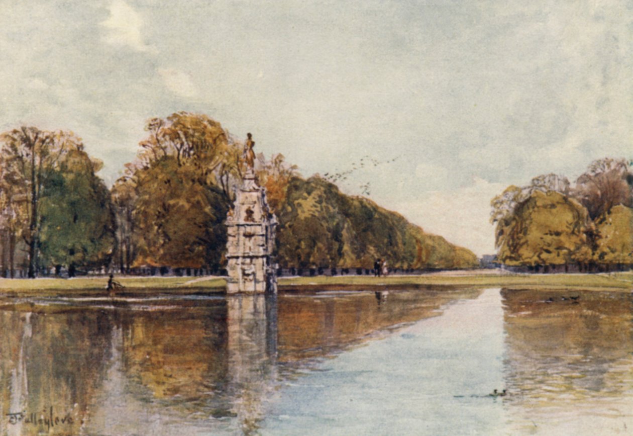 Diana Fountain, Bushey Park (väri litho) tekijältä John Fulleylove