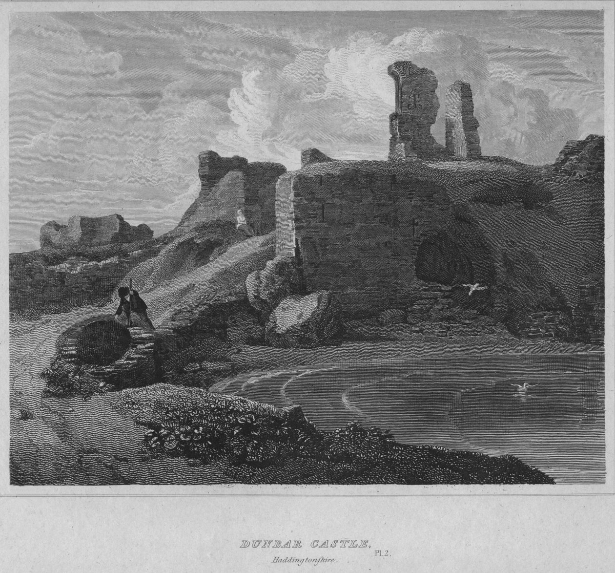 Dunbarin linna, Haddingtonshire, 1814 tekijältä John Greig