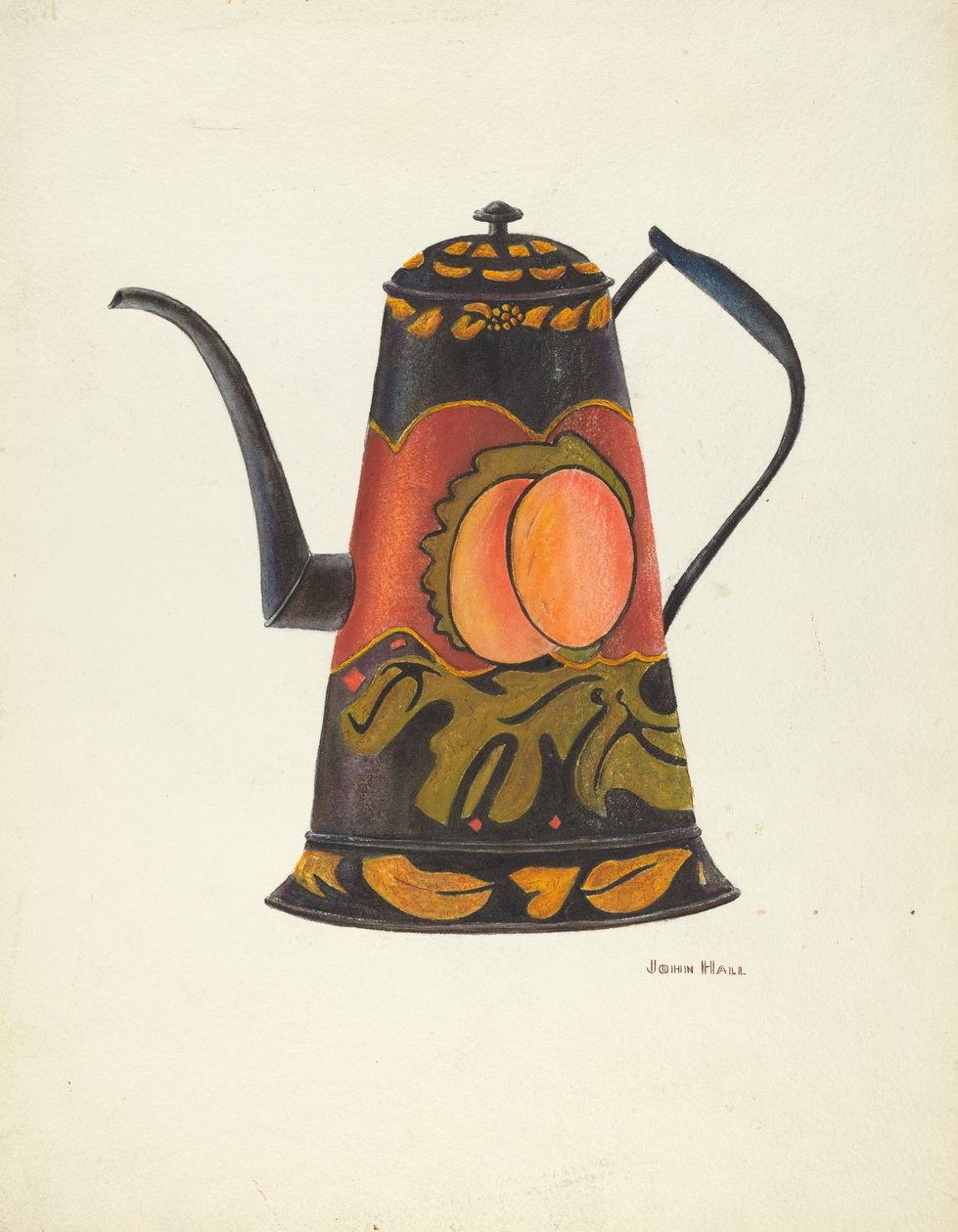 Toleware kahvipannu, 19351942. tekijältä John Hall