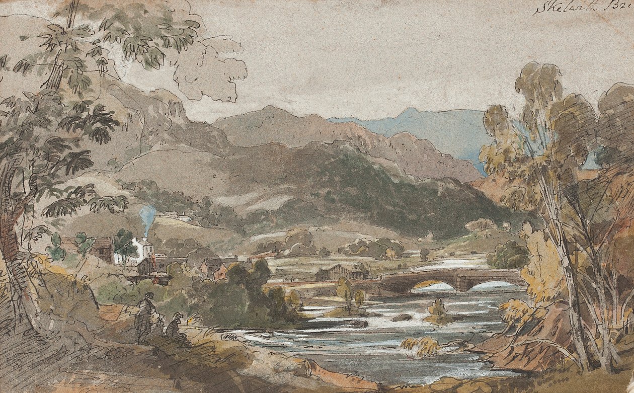 Skelwith Bridge, 1812 (wc paperilla) tekijältä John Harden