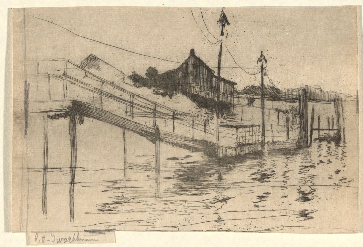 Laiturin kohtaus tekijältä John Henry Twachtman