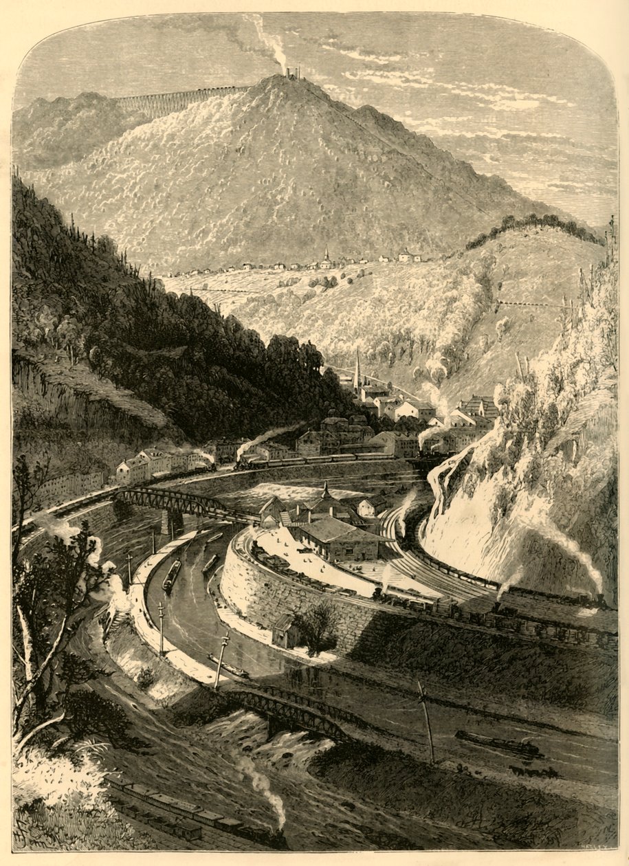 "Mauch Chunk and Mount Pisgah", 1872. tekijältä John J. Harley