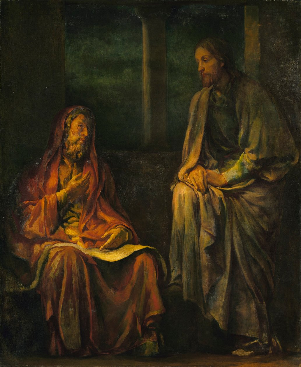 Nikodeemuksen vierailu Kristuksen luona tekijältä John La Farge