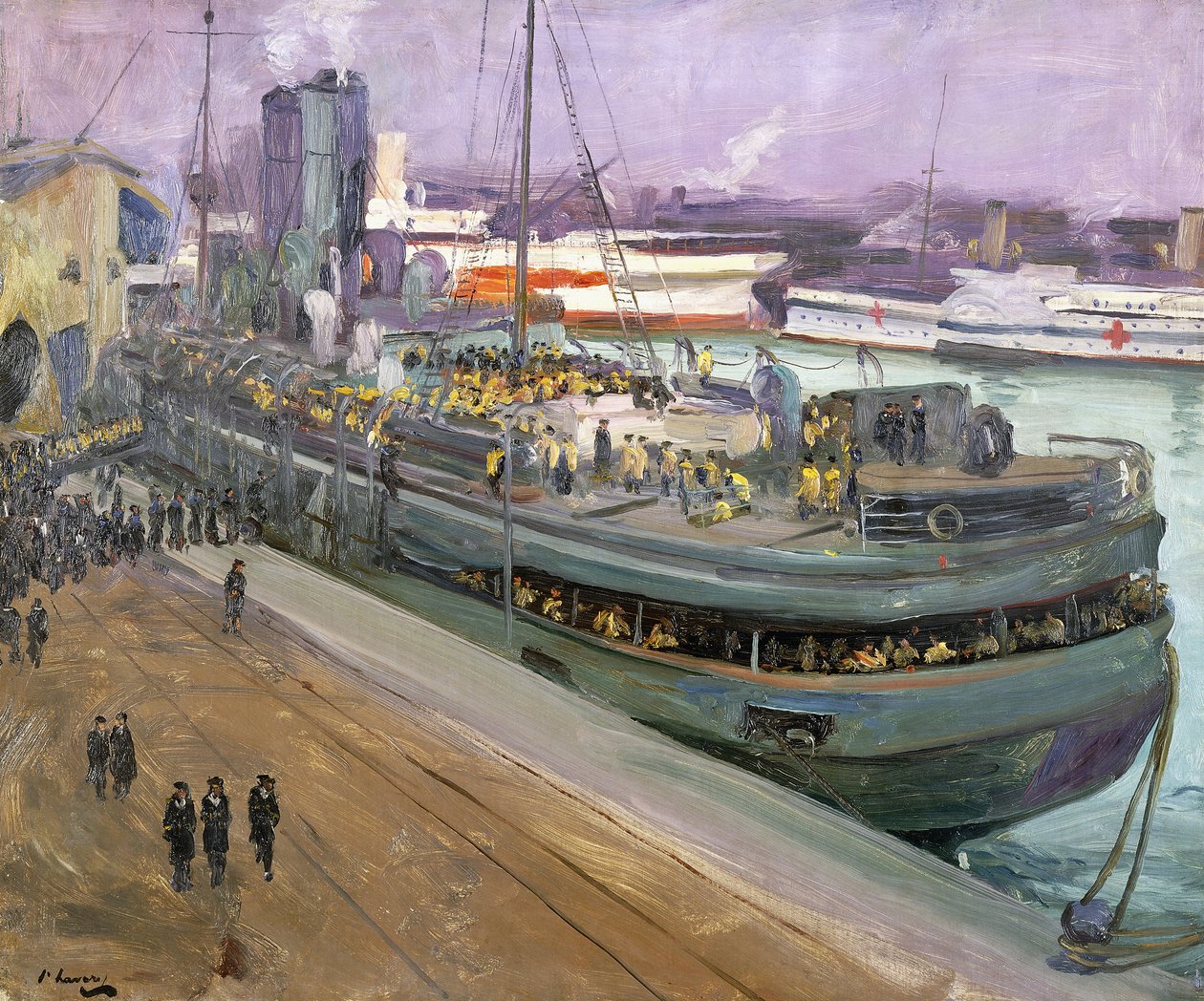 Naval Ratings Ebarking, Southampton tekijältä John Lavery