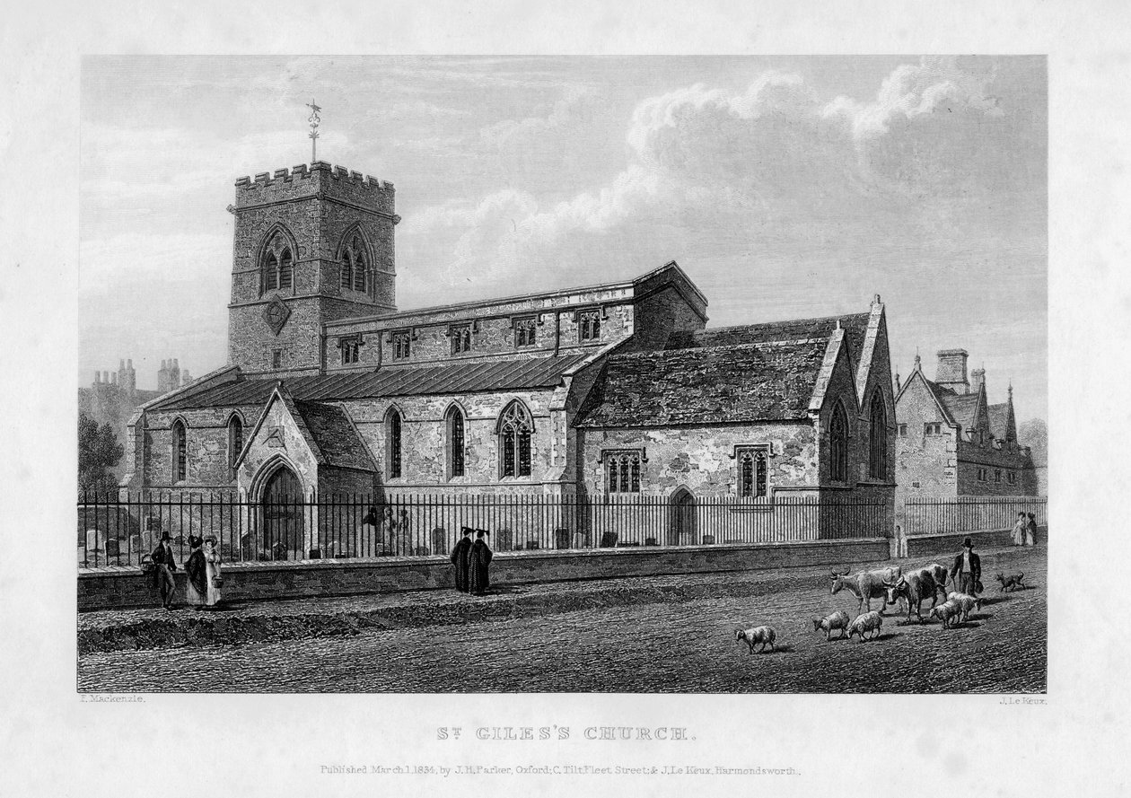St Giles Church, Oxford, 1834. tekijältä John Le Keux