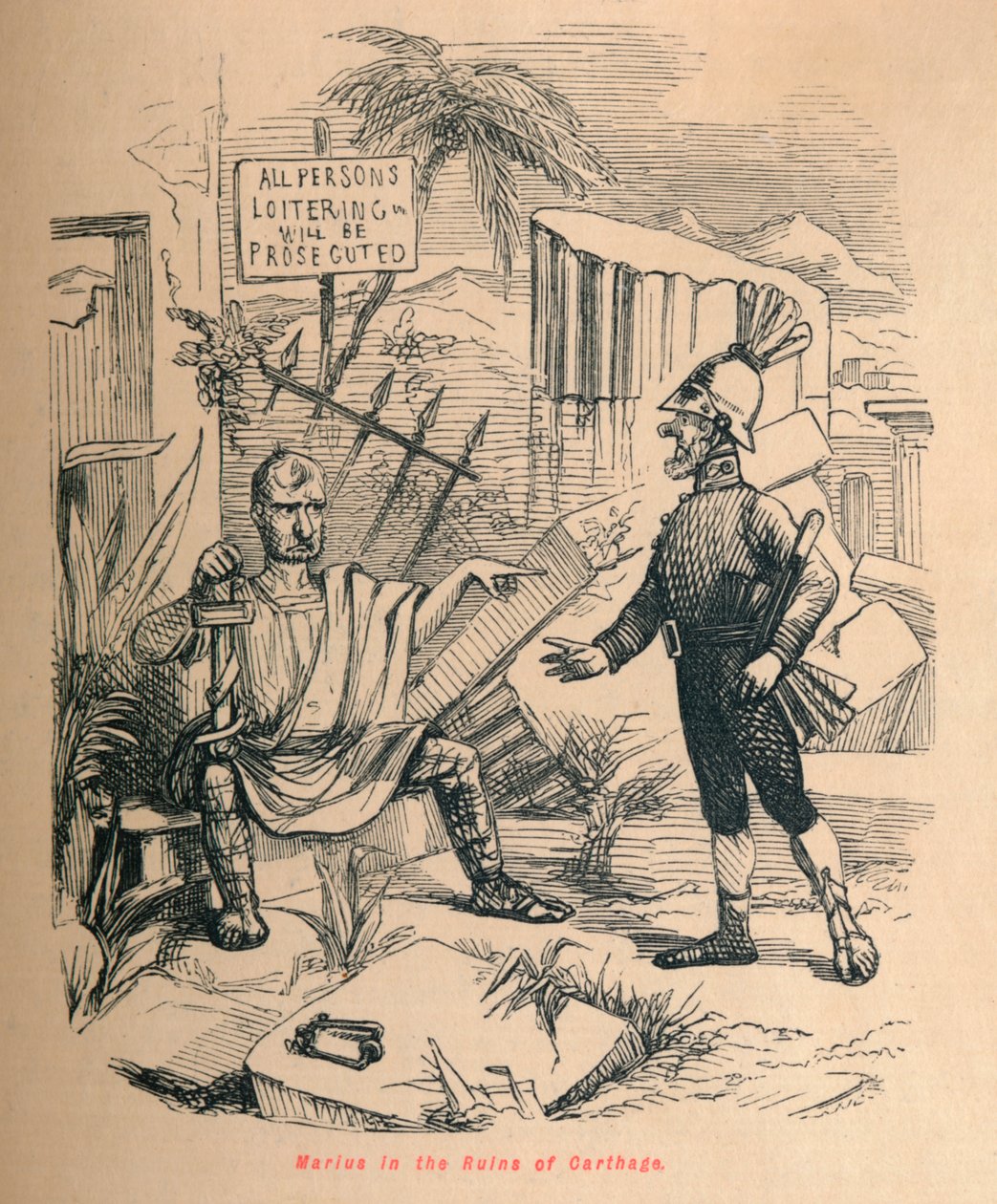 Marius Karthagon raunioissa, 1852 tekijältä John Leech