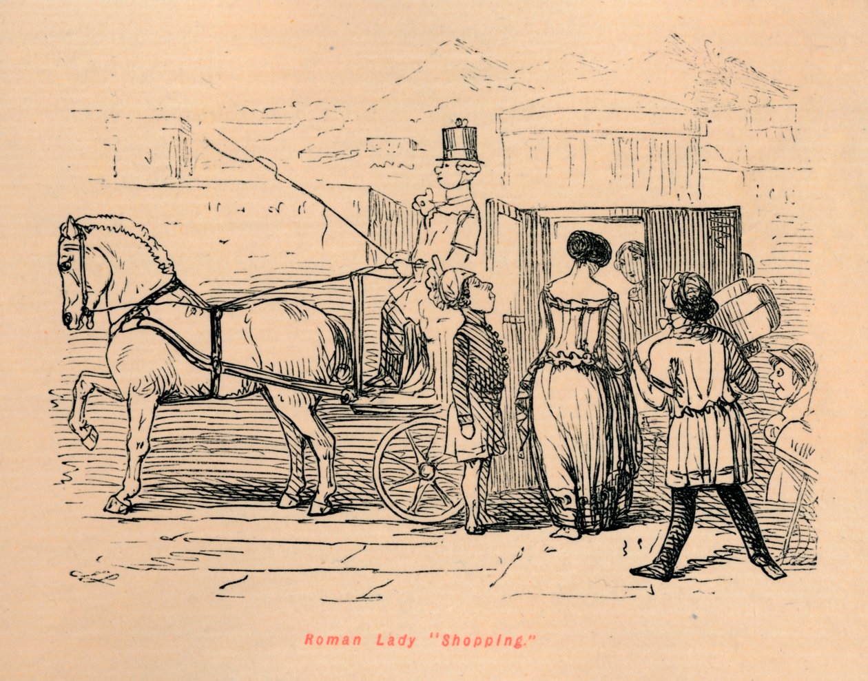 Roman Lady Shopping, 1852 tekijältä John Leech
