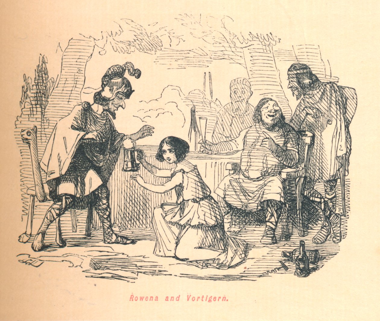 Rowena ja Vortigern, c1860, c1860. tekijältä John Leech