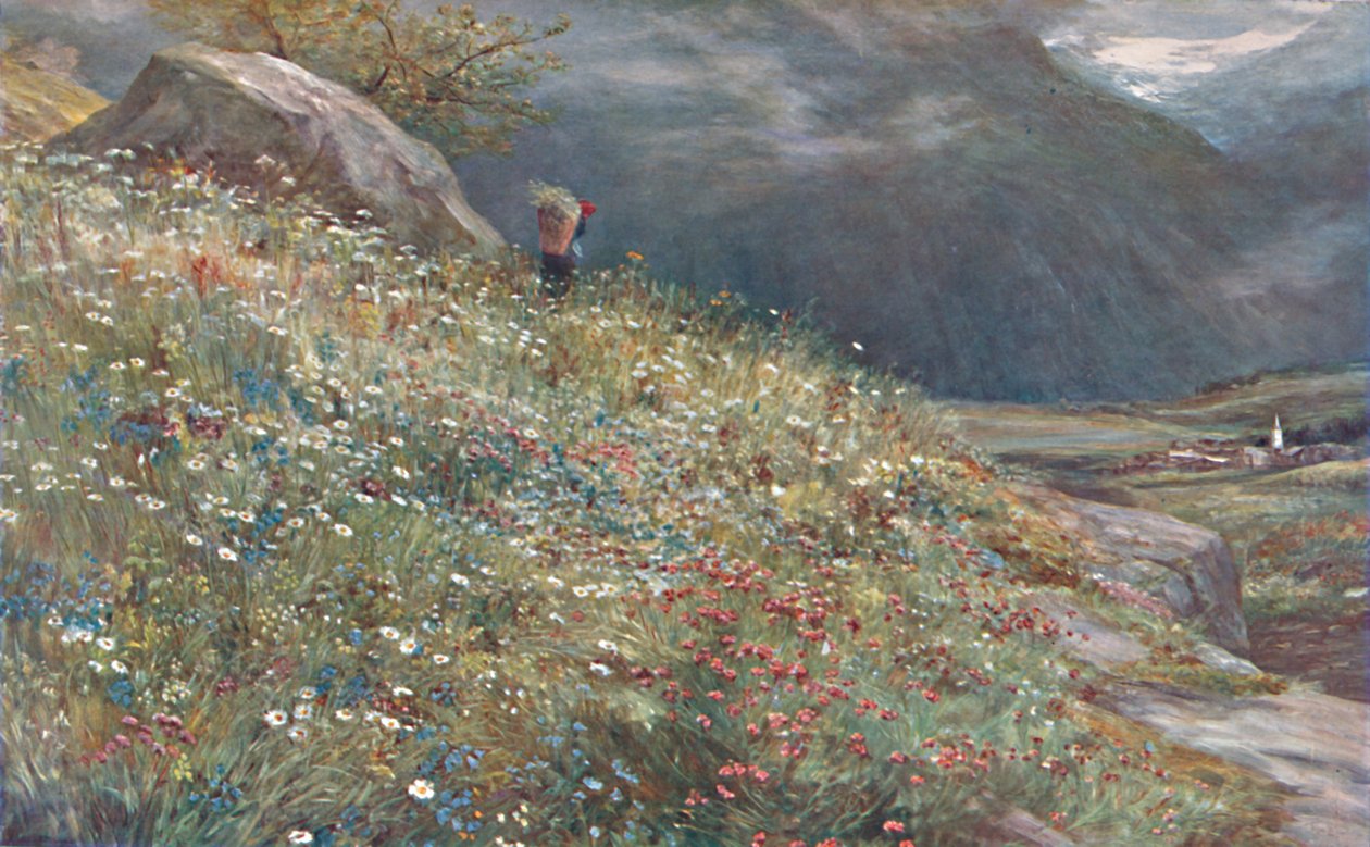 Alppien niitty, 1800-luvun loppu - 1900-luvun alku. tekijältä John MacWhirter
