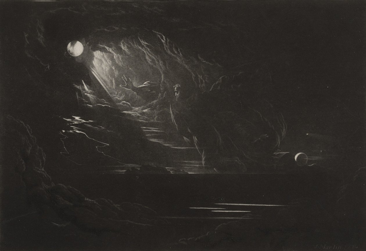 Valon luominen, n. 1827 (mezzotint) tekijältä John Martin