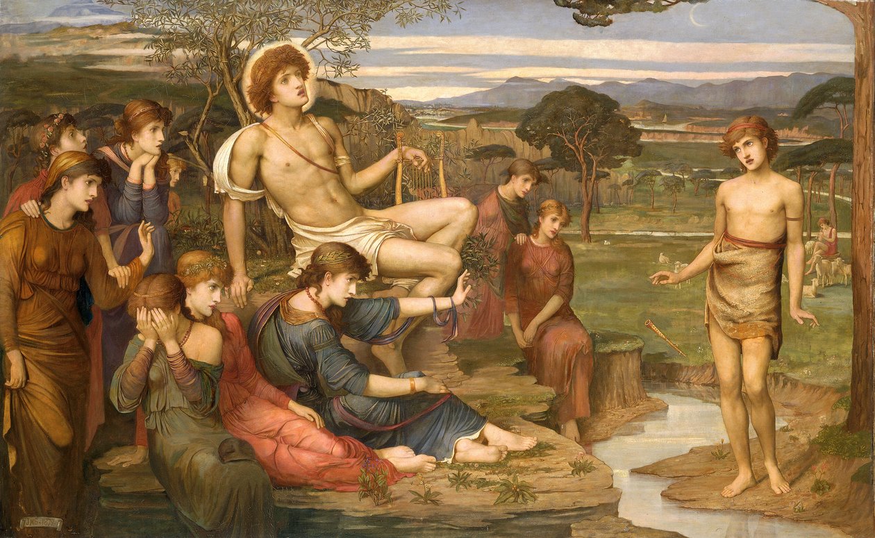 "Apollo ja Marsyas", tekijältä John Melhuish Strudwick