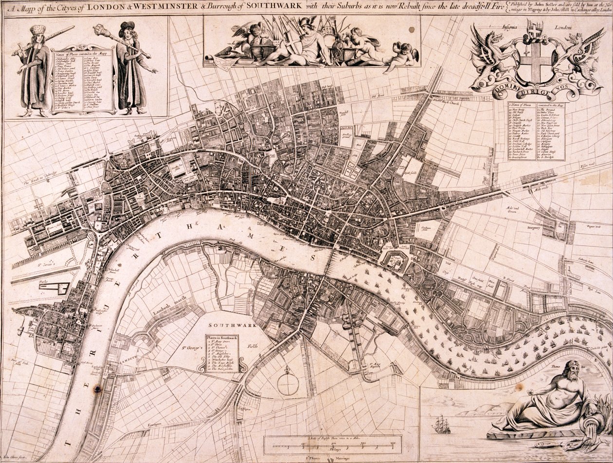 Lontoon kartta, c1680 tekijältä John Oliver