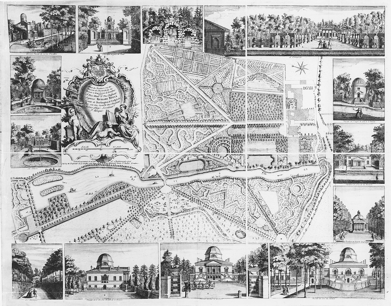 Chiswick-talo Chiswickin suunnitelmasta, 1736 tekijältä John Rocque