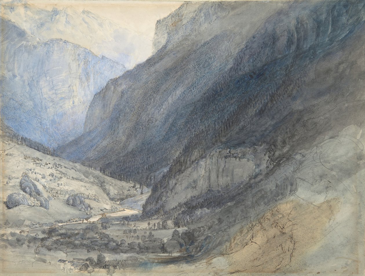 Lauterbrunnenin laakso, Sveitsi, n. 1866. tekijältä John Ruskin