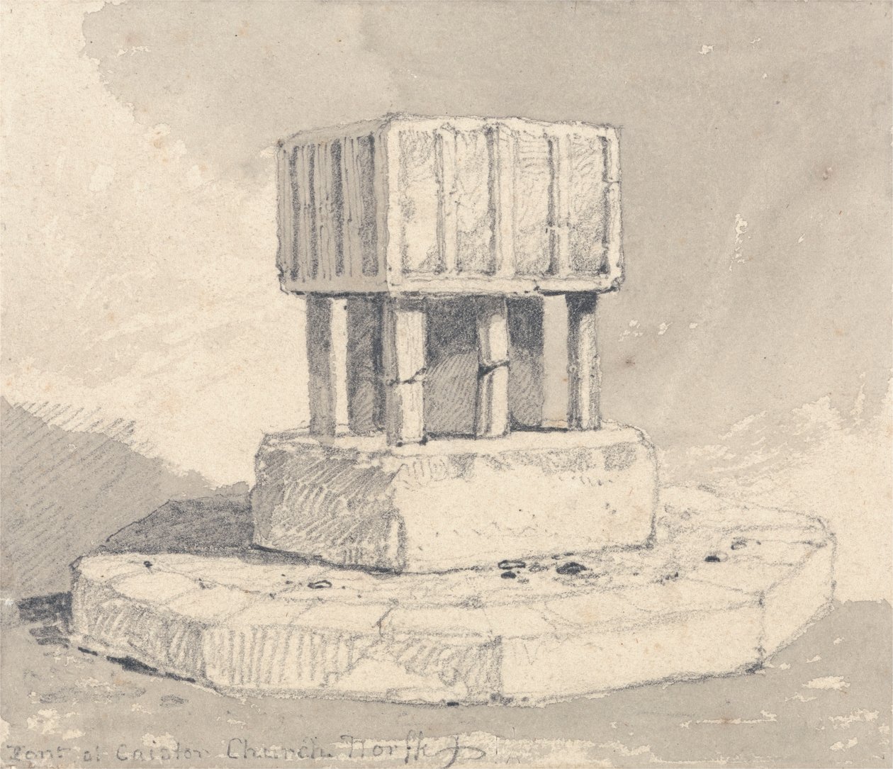 Fontti Caister Churchissa, Norfolkissa tekijältä John Sell Cotman