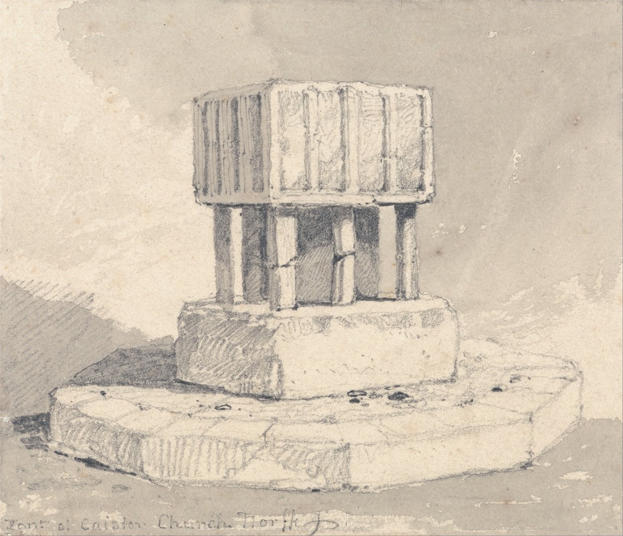 Fontti Caisterin kirkossa, Norfolk tekijältä John Sell Cotman