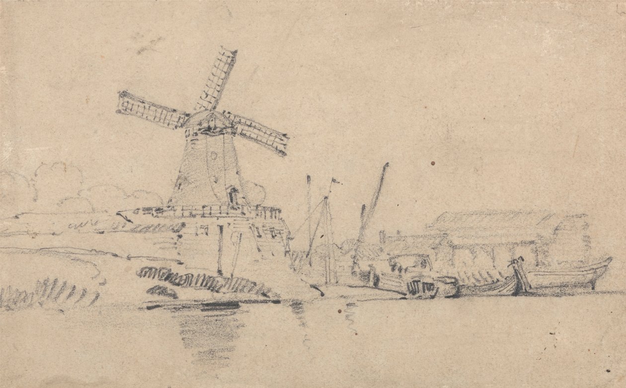 Joki ja tuulimylly tekijältä John Sell Cotman