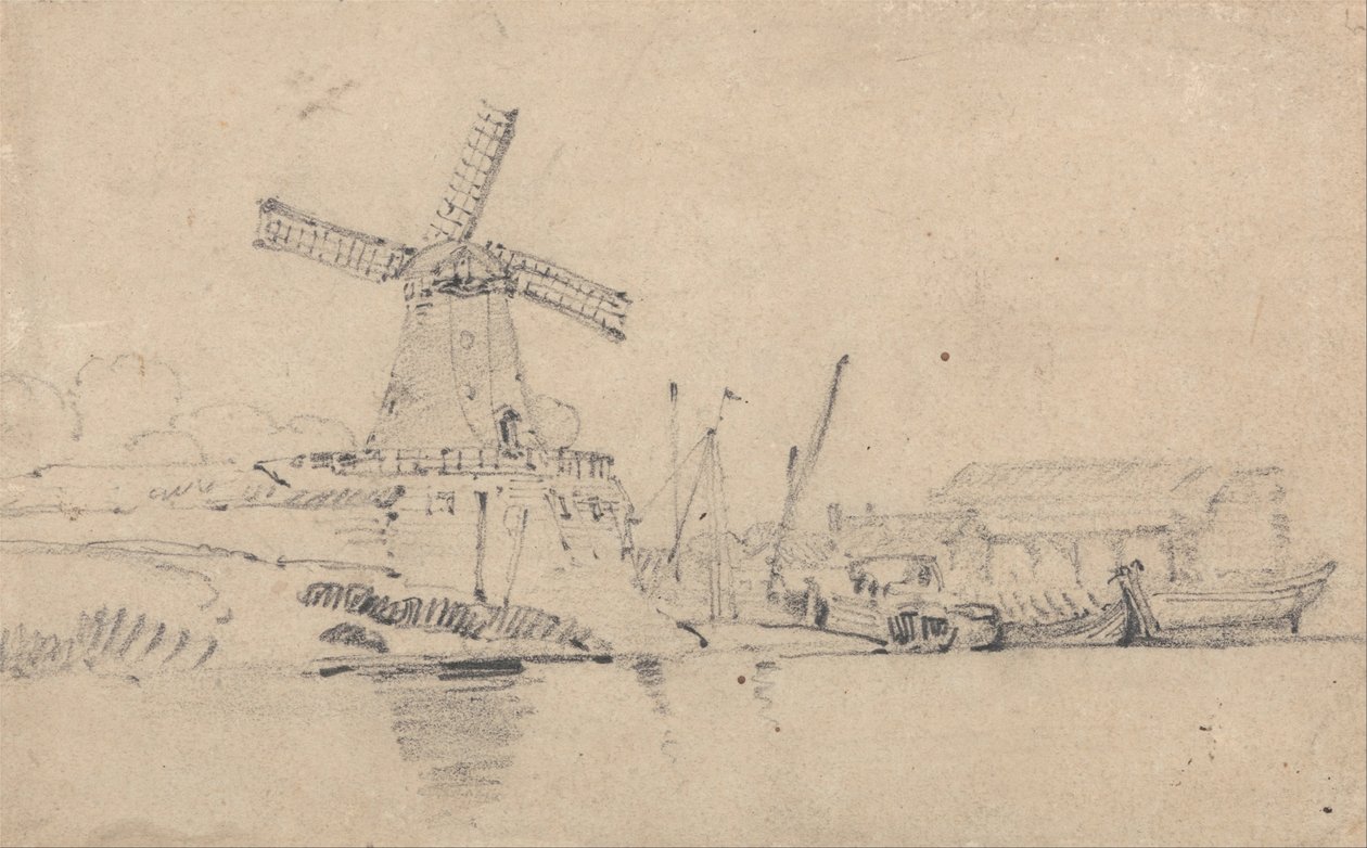 Joki ja tuulimylly tekijältä John Sell Cotman
