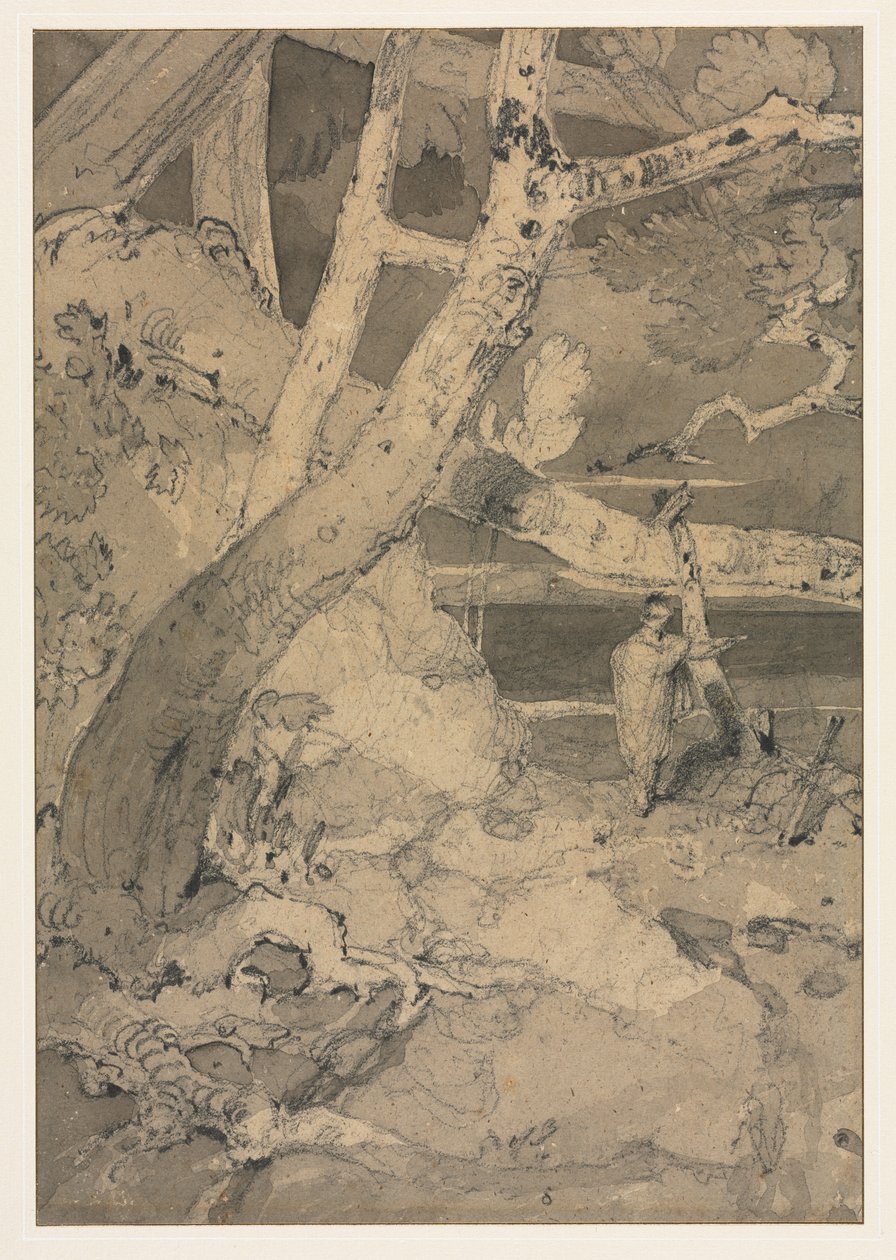 Matkustaja metsämaisemassa tekijältä John Sell Cotman