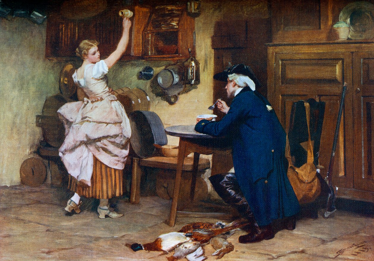 Flirttailu, 1885, 1912. tekijältä John Seymour Lucas