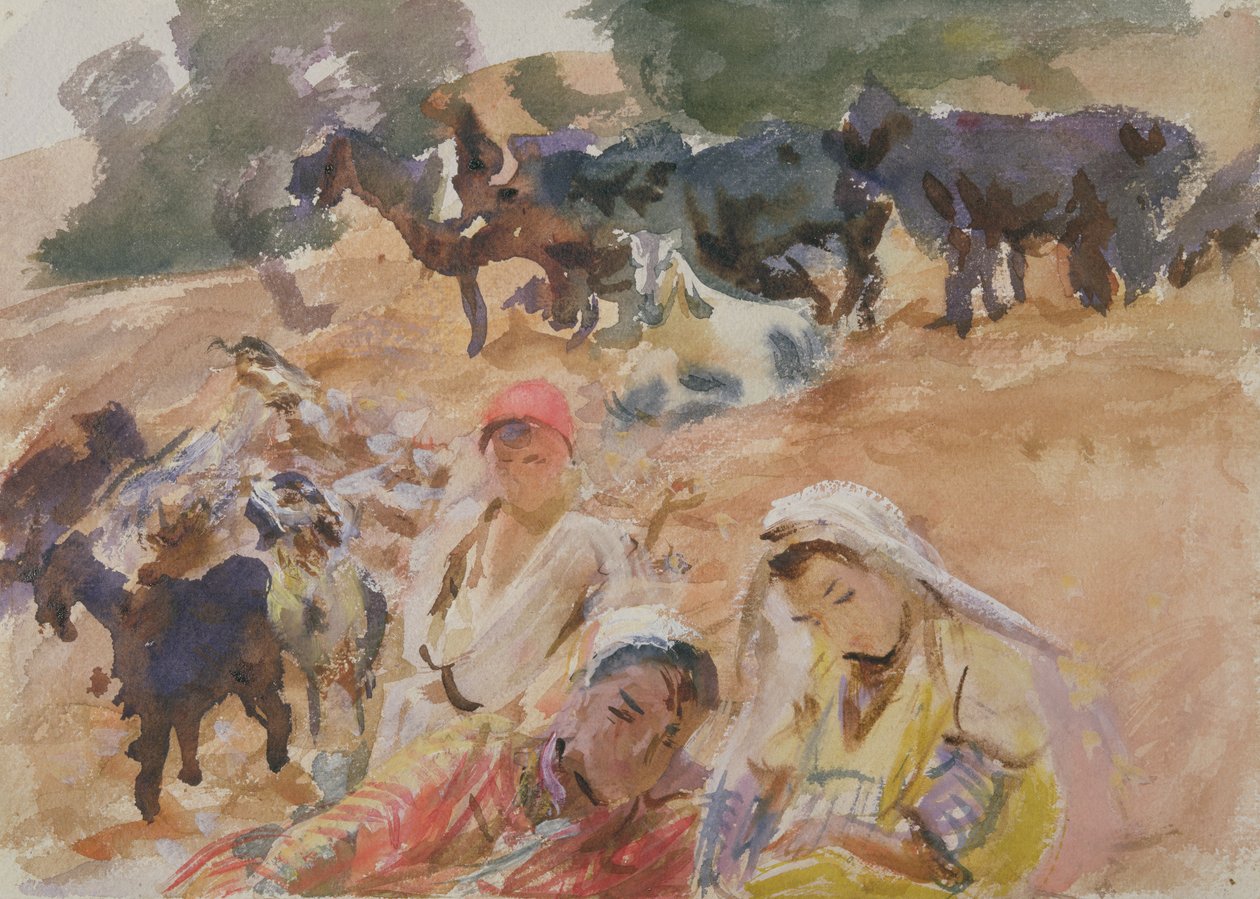 Vuohipaimenet (wc paperilla) tekijältä John Singer Sargent
