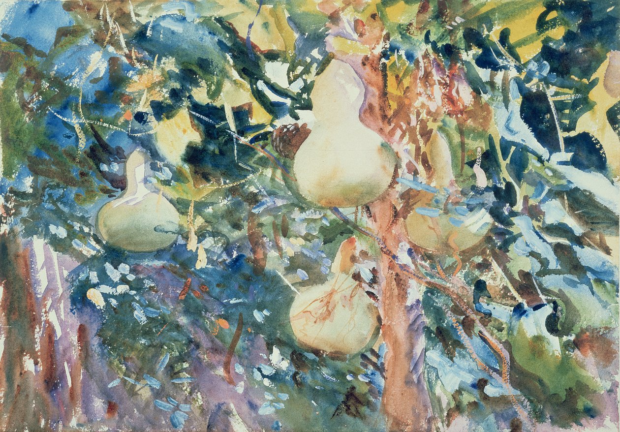 Kurpitsat, n. 1905 (wc paperilla) tekijältä John Singer Sargent