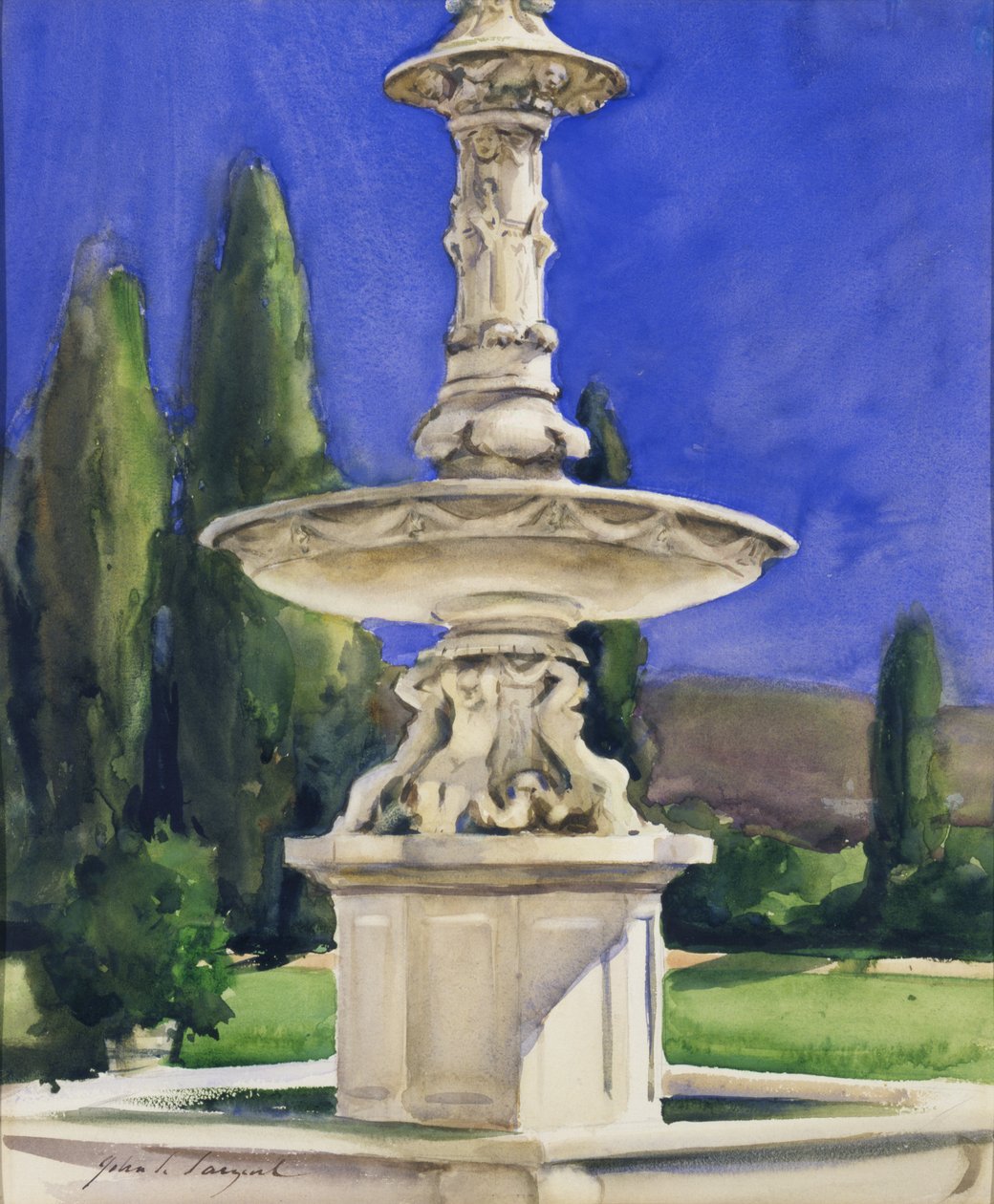 Marmorinen suihkulähde Italiassa, n. 1907. tekijältä John Singer Sargent