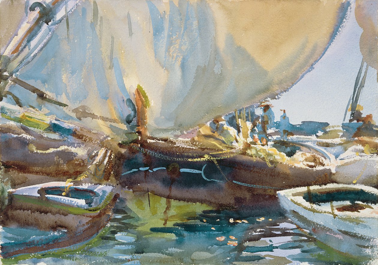 Melon Boats, n. 1905 (wc paperilla) tekijältä John Singer Sargent