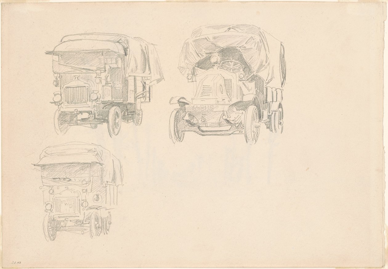 Kuorma-autot [recto], 1918. tekijältä John Singer Sargent