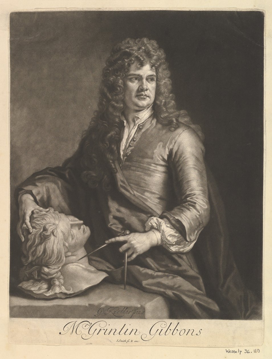 Grinling Gibbonsin muotokuva, 1690. tekijältä John Smith 2