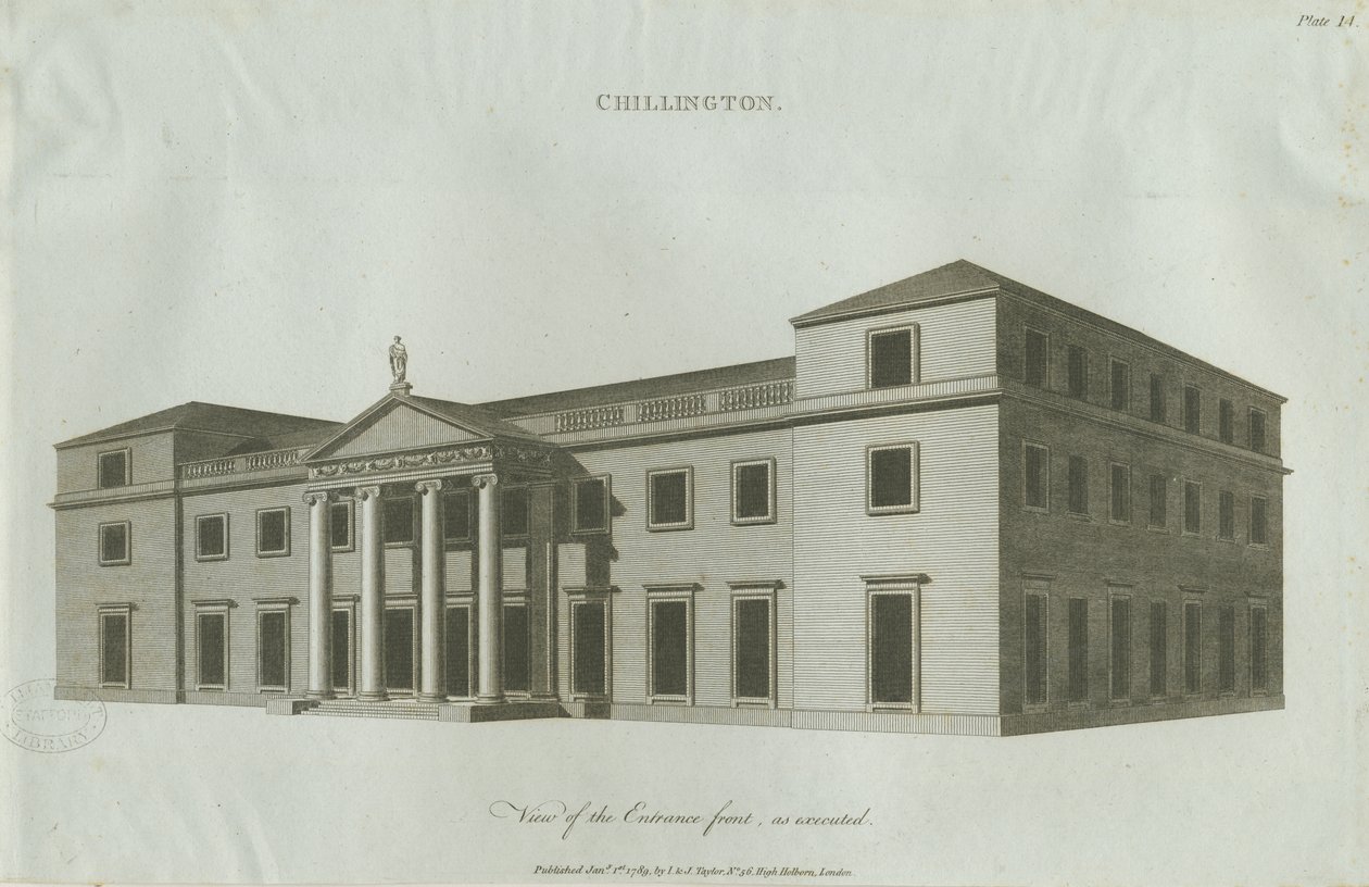 Chillington Hall: kaiverrus, 1789 tekijältä John Soane