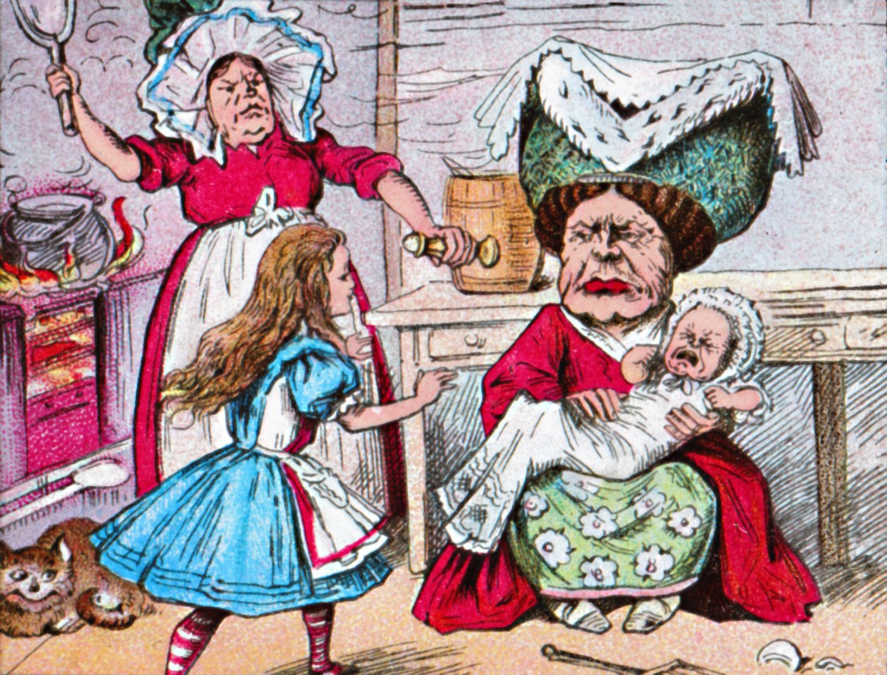Alice, herttuatar ja vauva, vuodelta 1910 tekijältä John Tenniel