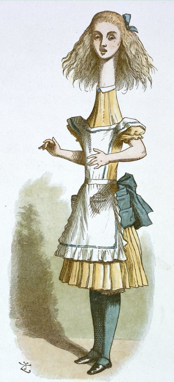 Alice, jolla on pitkä kaula tekijältä John Tenniel