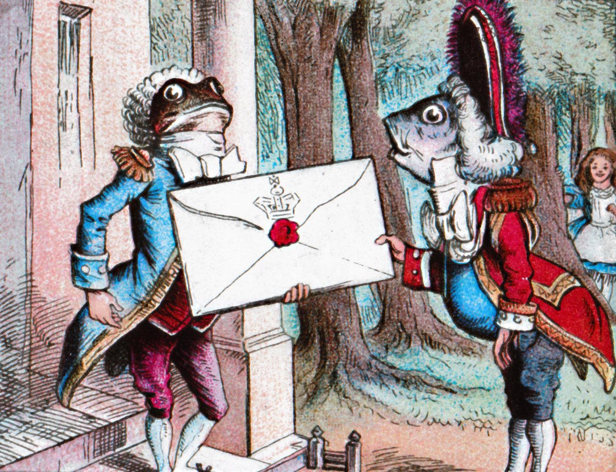 Sammakkojalkamies toimittaa kutsun, c1910 tekijältä John Tenniel