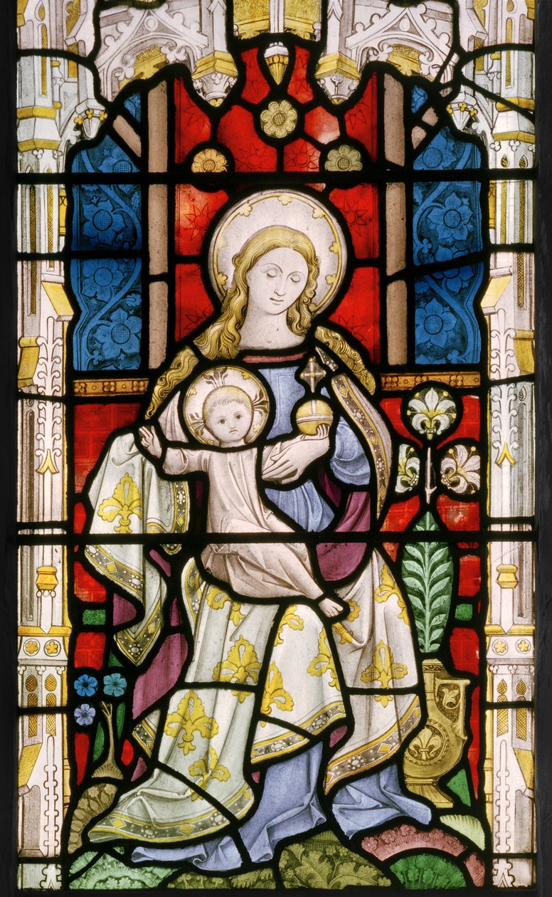 Madonna ja lapsi, noin 1863 (lasimaalauksia) tekijältä John Thomas Grylls