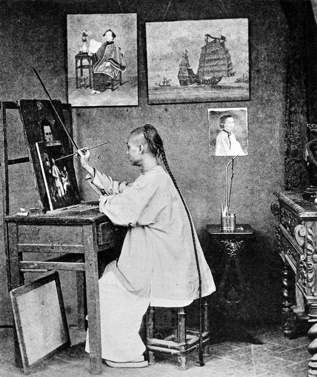 Lumqua, hongkongilainen taiteilija, noin 1870. tekijältä John Thomson