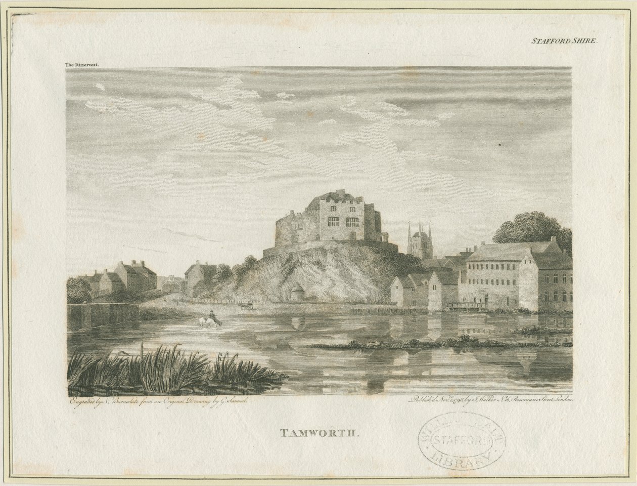 Tamworth Castle: kaiverrus, nd [c 1798] tekijältä John Walker
