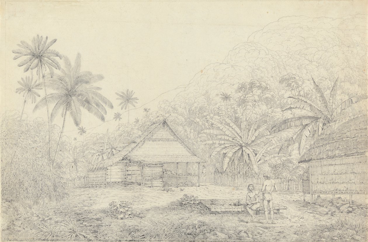 Näkymä Krakatoa saarelta tekijältä John Webber