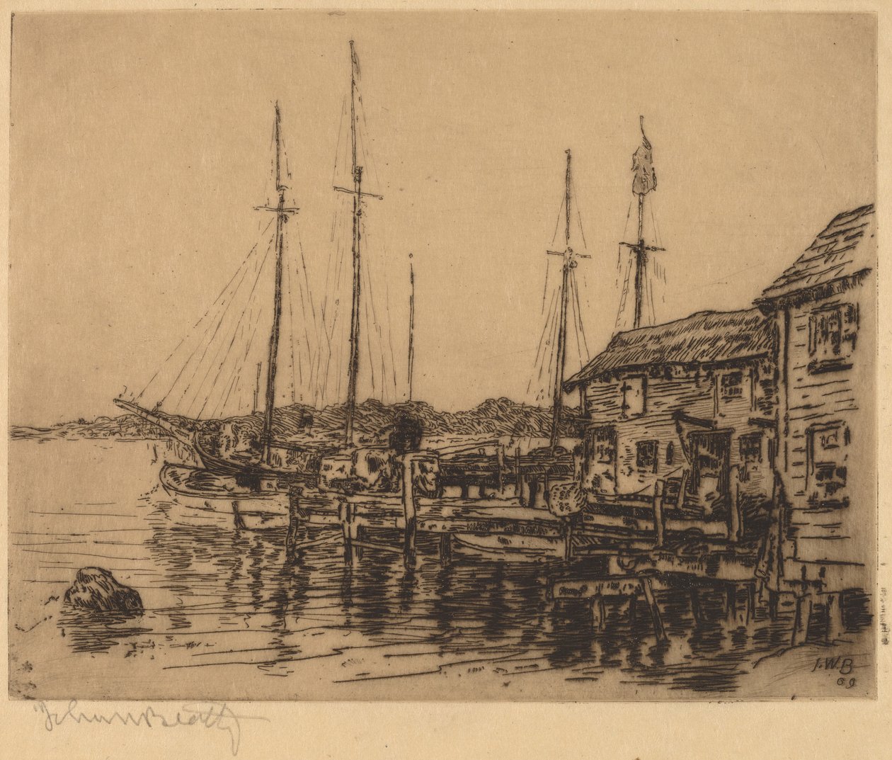 Kalastusveneet Along Quaylla, Noank, Conn. tekijältä John Wesley Beatty