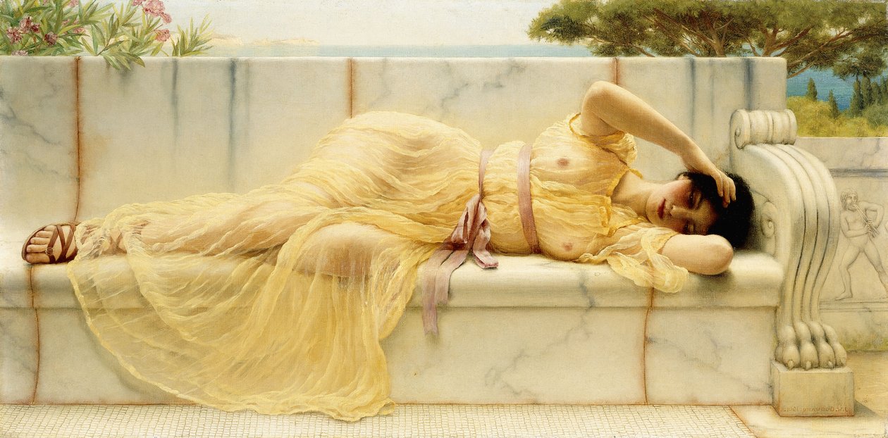 Tyttö keltaisissa verhoissa, 1901 tekijältä John William Godward