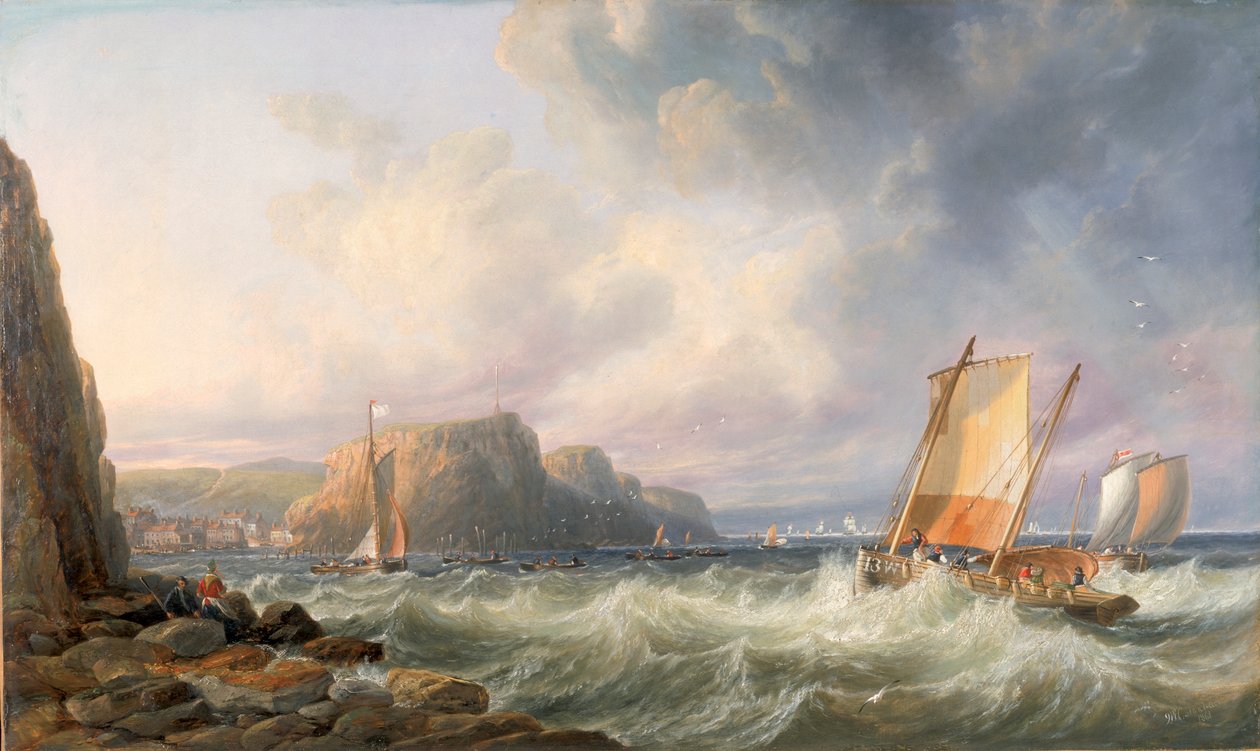 Yorkshiren rannikolla, Staithes tekijältä John Wilson Carmichael