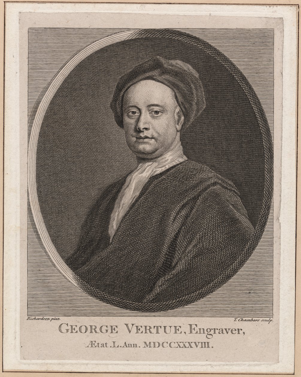 George Vertue, kaiverrus Thomas Chambars (1724-89), n. 1762 tekijältä Jonathan Richardson