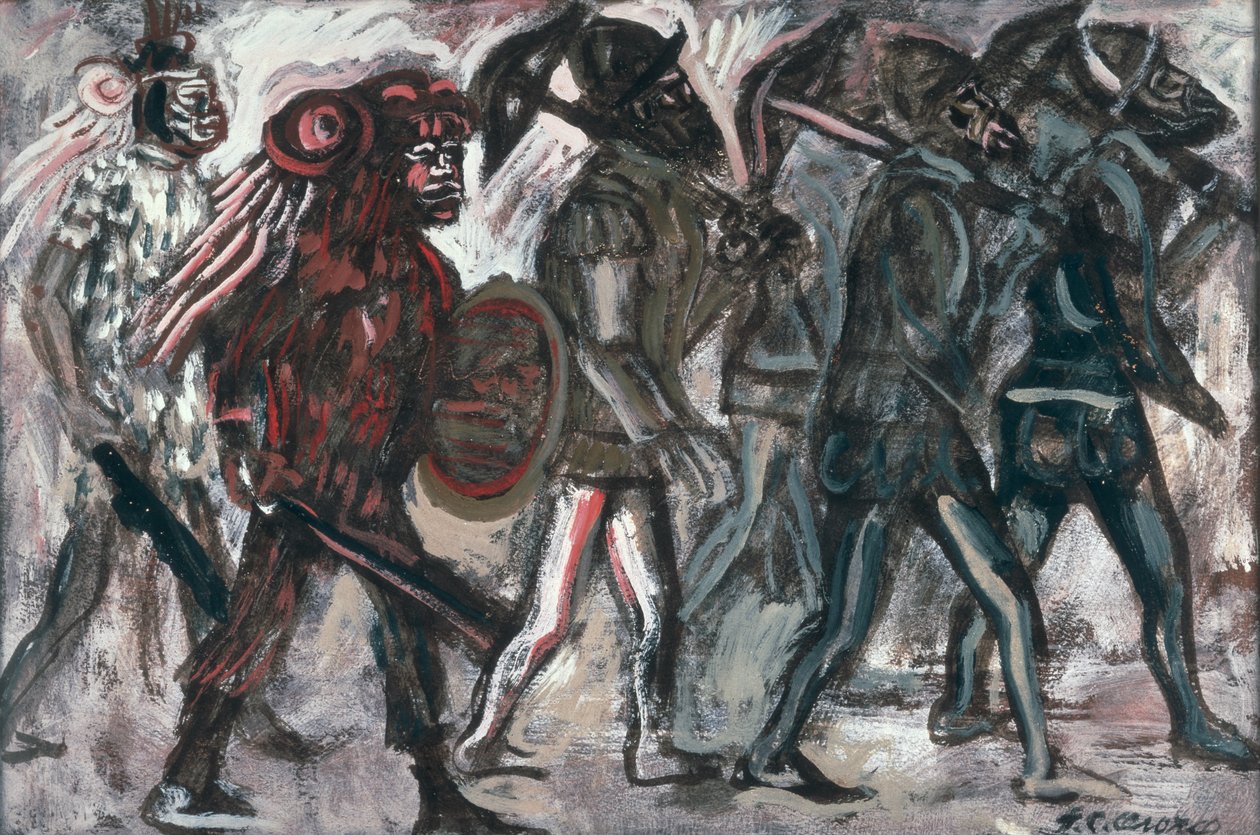 The Teules, n. 1945 (guassi paperille) tekijältä José Clemente Orozco