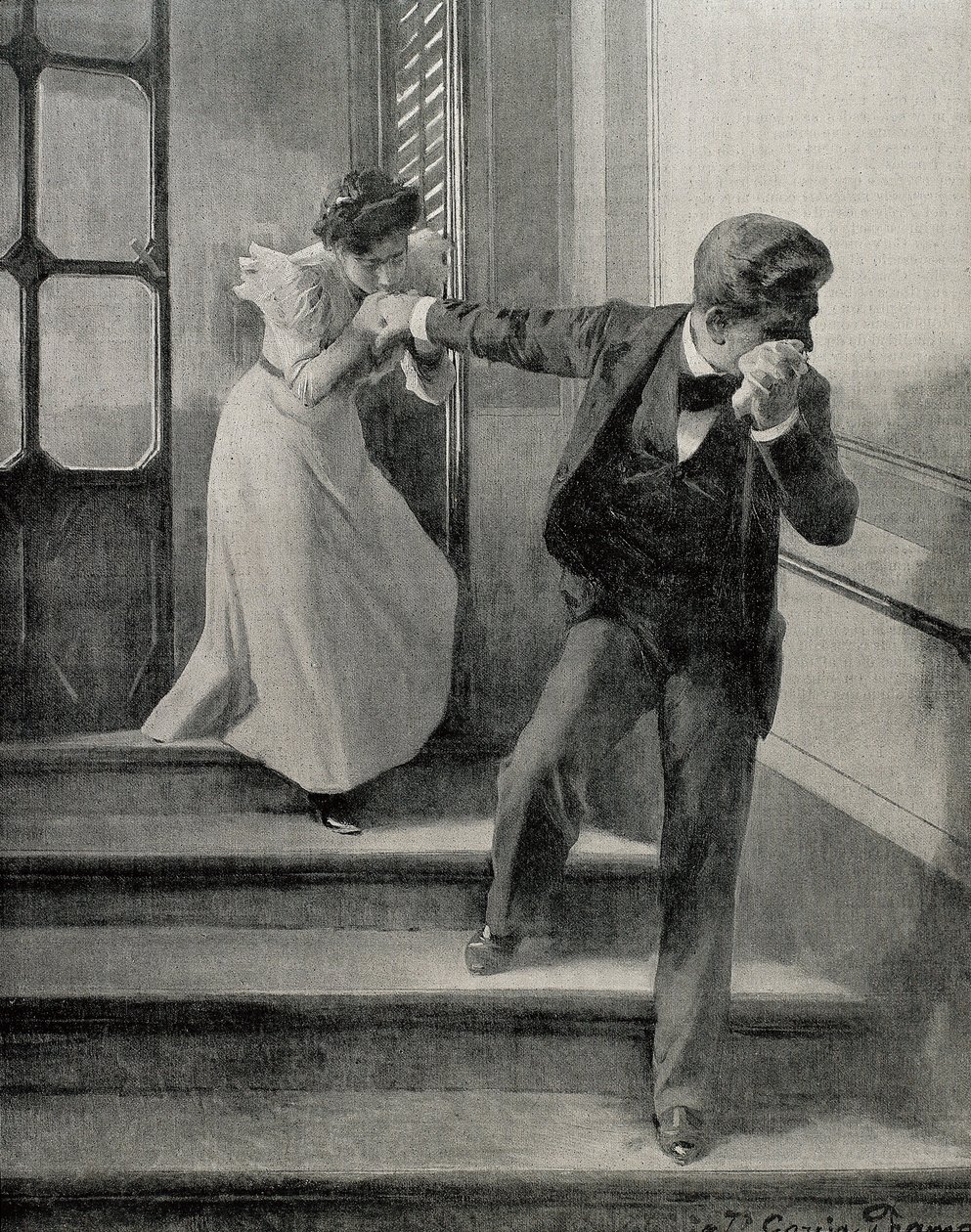 Surulliset hyvästit. 1900 (piirustus) tekijältä José García Ramos