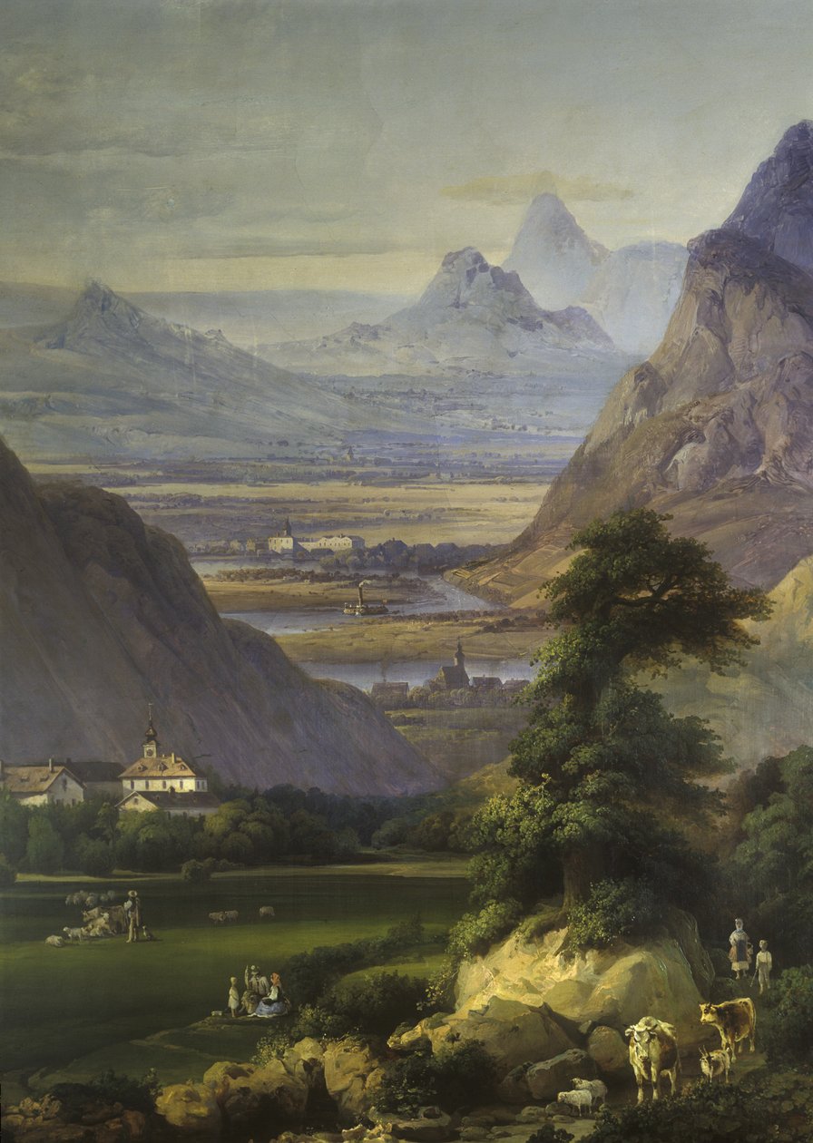 Maisema Kamýkin lähellä, 1850-luku (seinämaalaus) tekijältä Josef Matj Navrátil