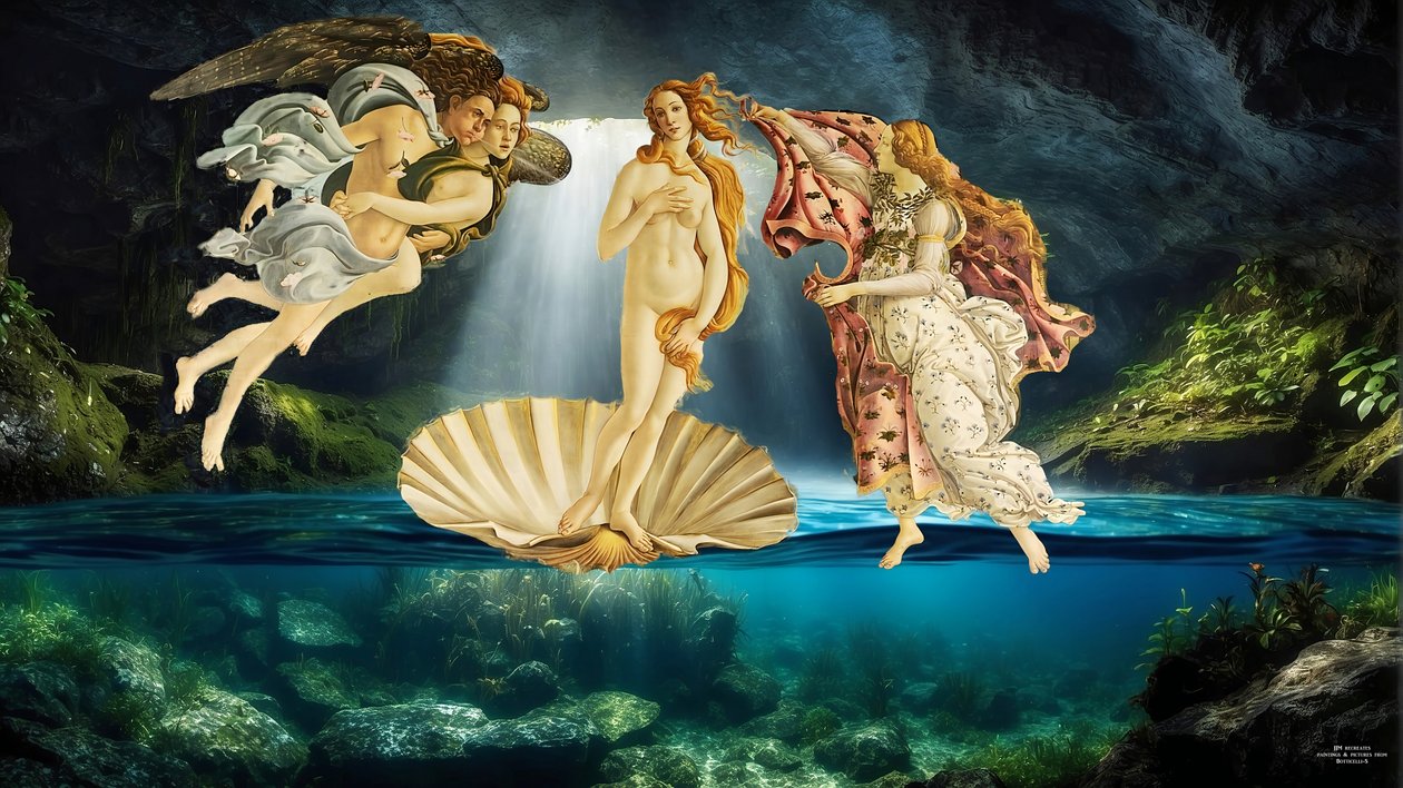 JJM-recreate_Botticelli-S_Die Geburt der Venus _underwater tekijältä Josef Johann Michel