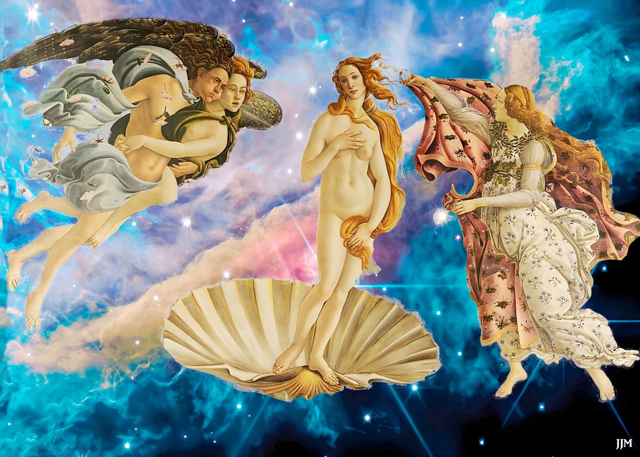 JJM-recreate: Botticelli-S_Venuksen syntymä+JWST tekijältä Josef Johann Michel