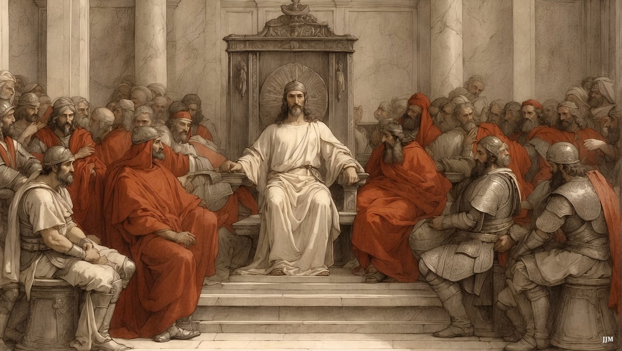 Jeesus_Pilate tuomarinistuimella_01 tekijältä Josef Johann Michel