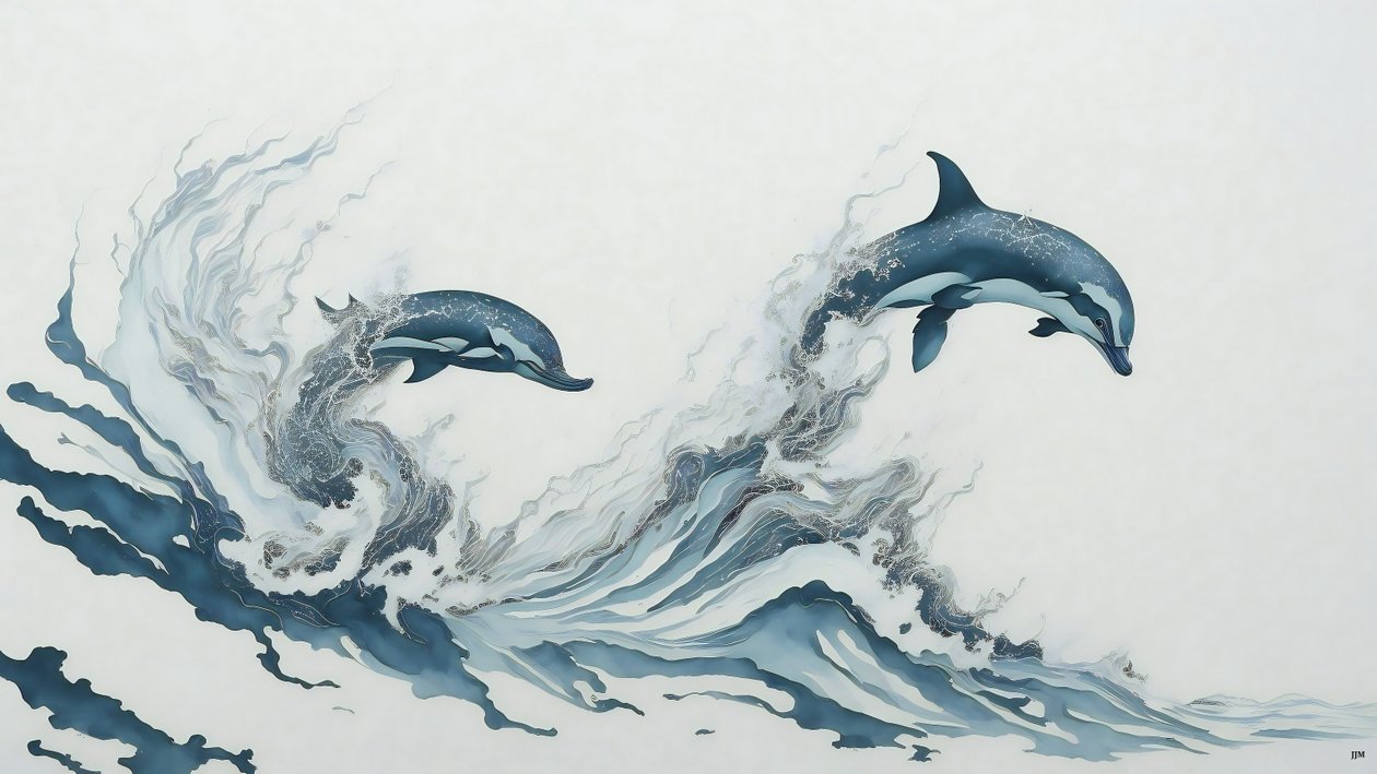 mustemaalaus: Dolphin_02 tekijältä Josef Johann Michel